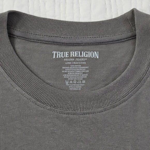 True Religion Heavy Taping Tee Men's Size L Army Green MSRP $59 NWT NEW - Picture 4 of 12